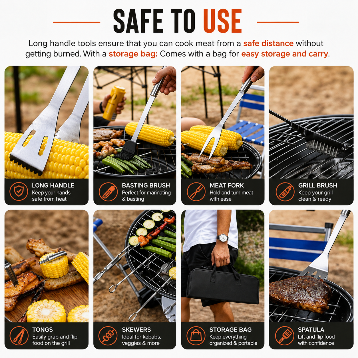 14-Piece Stainless Steel Braai & Grill Tool Set