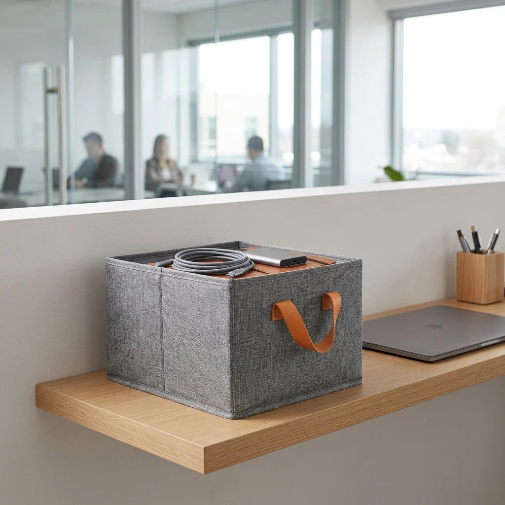 Collapsible Fabric Storage Basket with Reinforced Handles