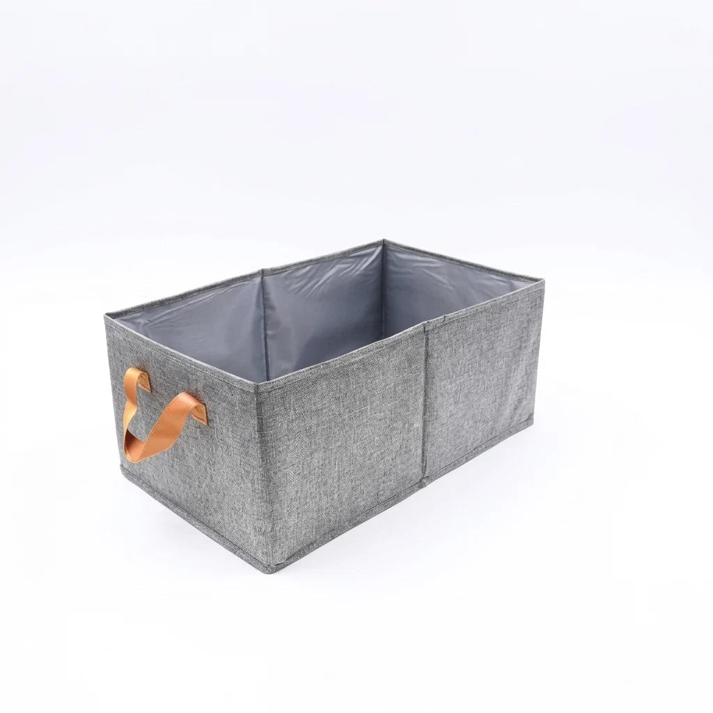Collapsible Fabric Storage Basket with Reinforced Handles