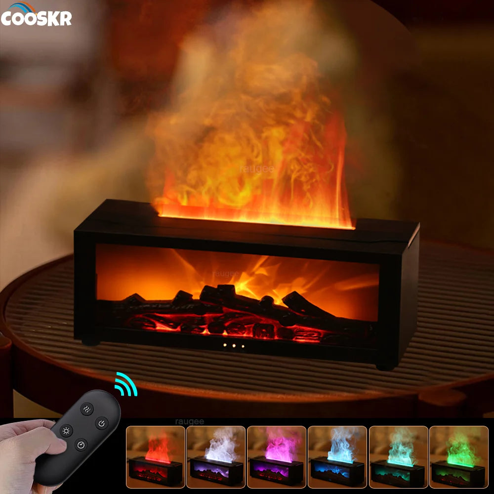 Flame Aroma Humidifier - LED Fireplace